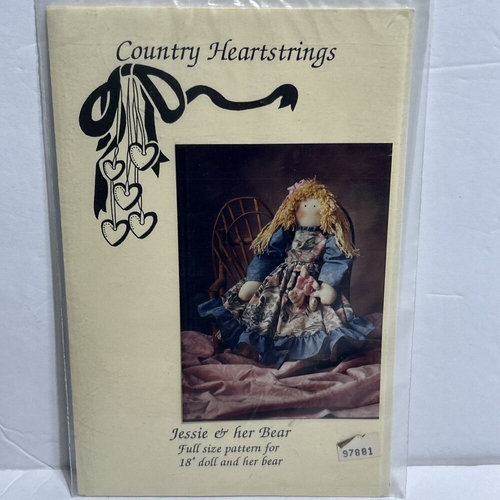 Jessie & Her Bear Doll Country Heartstrings NEW Vintage Sewing Pattern 1990
